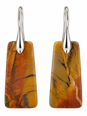 NWT Genuine Jasper Statement Drop Earrings